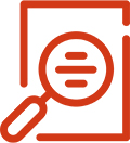 Icon of a magnifying glass looking at a document