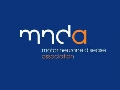 logo of the MND Association on a blue background